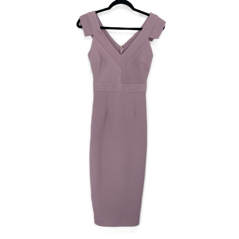 ASOS Womens Lavender Off-Shoulder V-Neck Bodycon Fairy Core Midi Dress Size 6